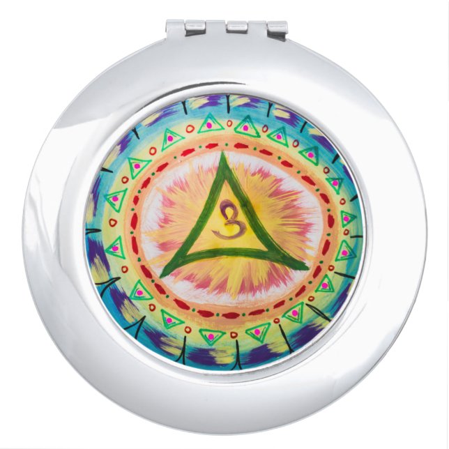 Hand Painted Watercolor Om Mandala  Compact Mirror (Front)