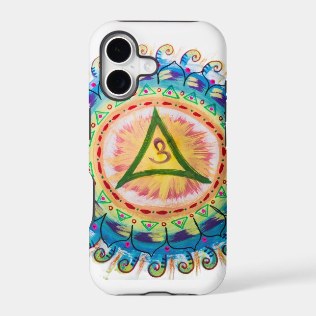 Hand Painted Watercolor Om Mandala  iPhone Case (Back)