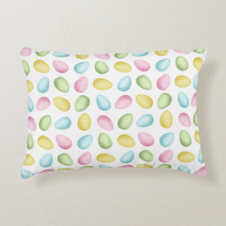 Hand Painted Watercolor Pastel Easter Eggs Pattern Accent Pillow