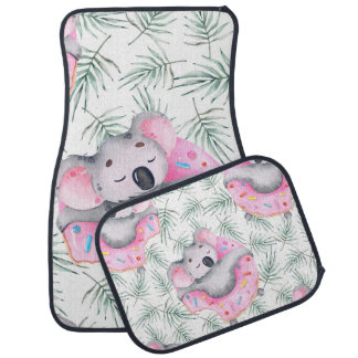 Hand painted watercolor pattern with koala tropica car floor mat