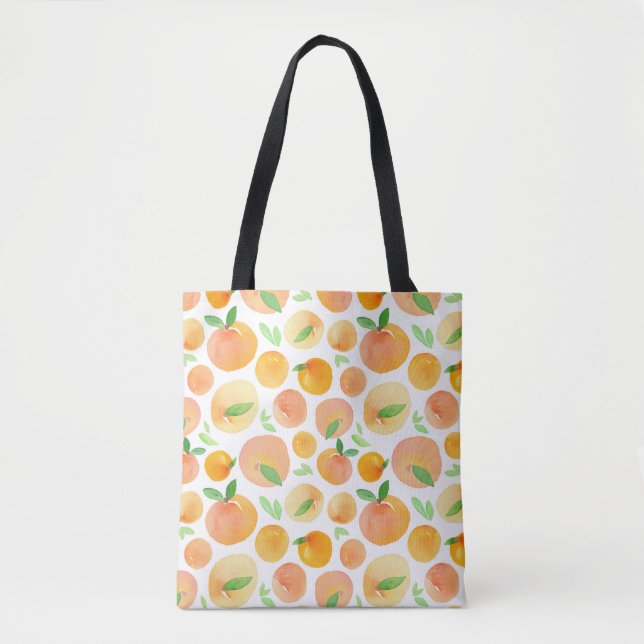Hand-painted watercolor peaches: seamless. tote bag (Front)