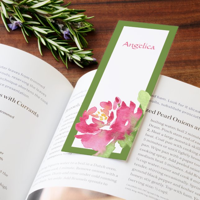 Hand Painted Watercolor Peony Custom Bible Verse Bookmarks (Book)