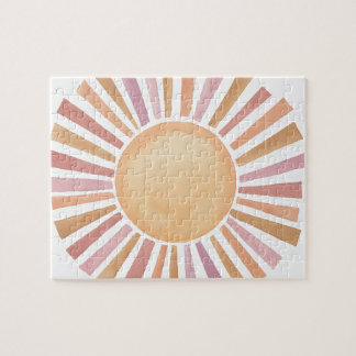 Hand-Painted Watercolor Retro Sun Jigsaw Puzzle