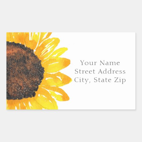 Hand Painted Watercolor Sunflower 2 label