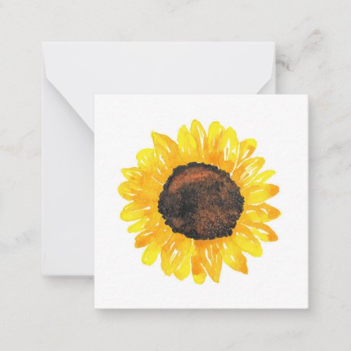 Hand Painted Watercolor Sunflower 2 Note Card