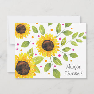 Hand Painted Watercolor Sunflower Bouquet Note Card