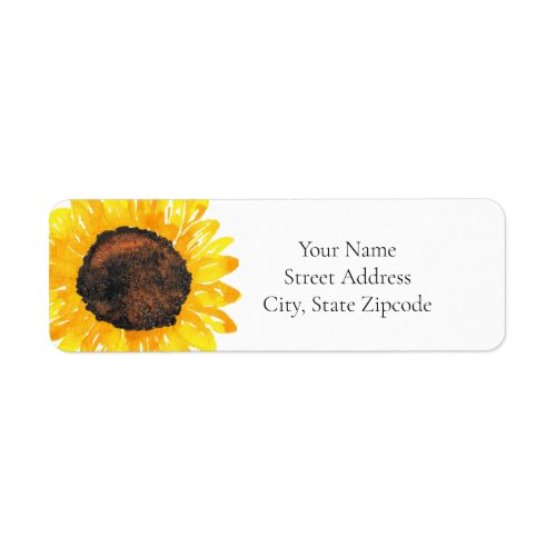 Hand Painted Watercolor Sunflower Label