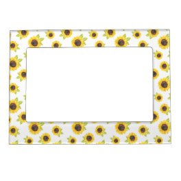 Hand Painted Watercolor Sunflower Pattern Magnetic Frame