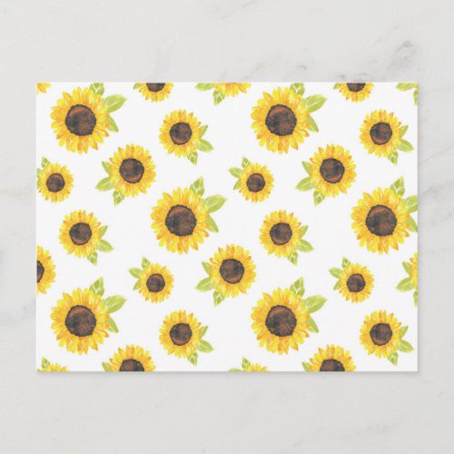 Hand Painted Watercolor Sunflower Pattern Postcard