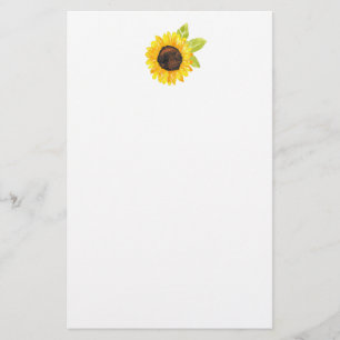 Hand Painted Watercolor Sunflower Stationery