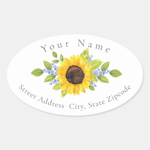 Hand Painted Watercolor Sunflower Swag Label
