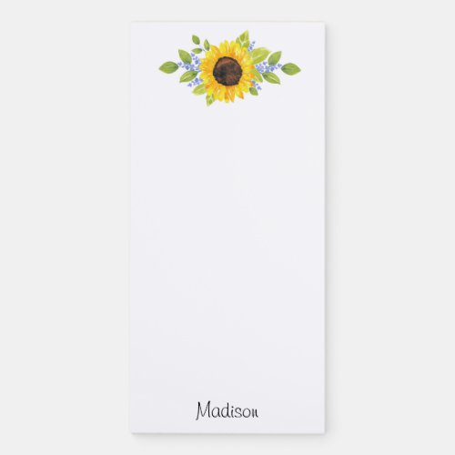 Hand Painted Watercolor Sunflower Swag Magnetic Notepad