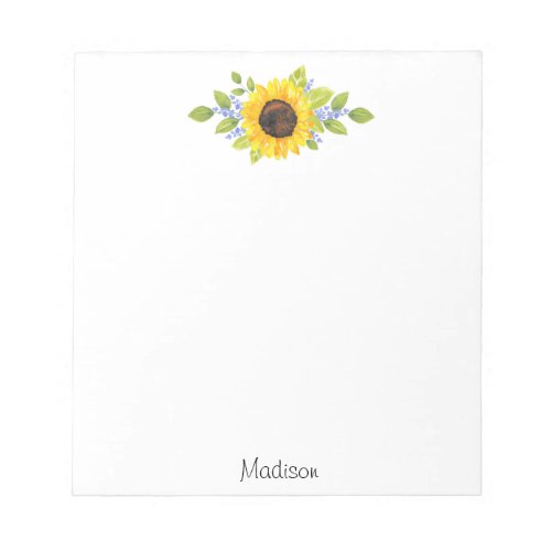 Hand Painted Watercolor Sunflower Swag Notepad