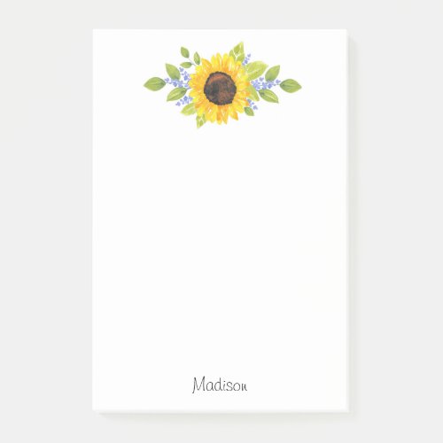Hand Painted Watercolor Sunflower Swag Post_it Notes