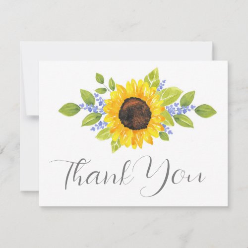 Hand Painted Watercolor Sunflower Swag Thank You Card