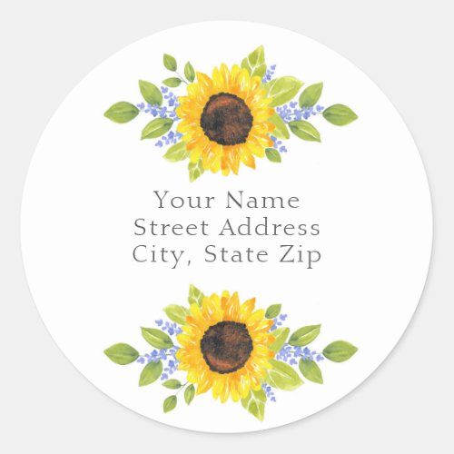 Hand Painted Watercolor Sunflower Swags label
