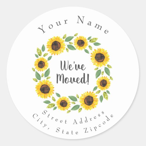 Hand Painted Watercolor Sunflower Wreath Labels