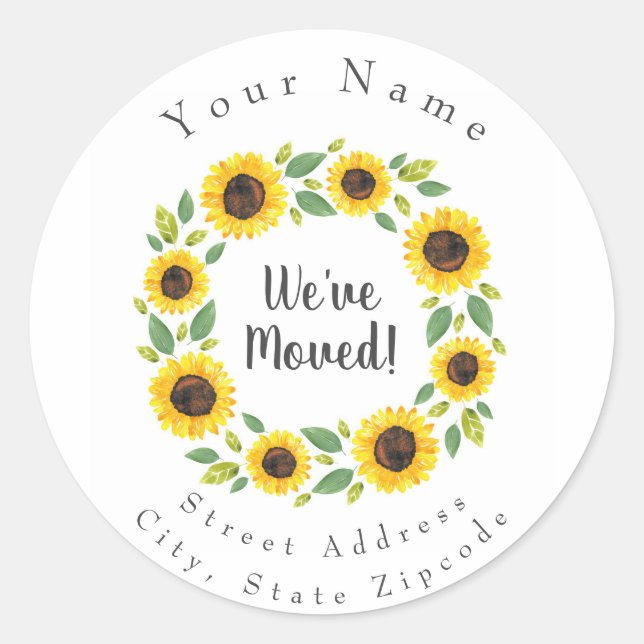 "Hand Painted Watercolor Sunflower Wreath" Labels (Front)