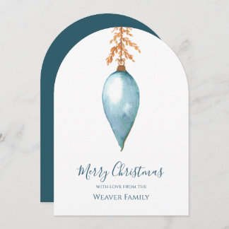 Hand Painted Watercolor Vintage Christmas Photo Holiday Card