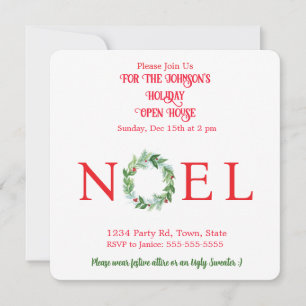 Hand painted Watercolor Winter Wreath  Invitation