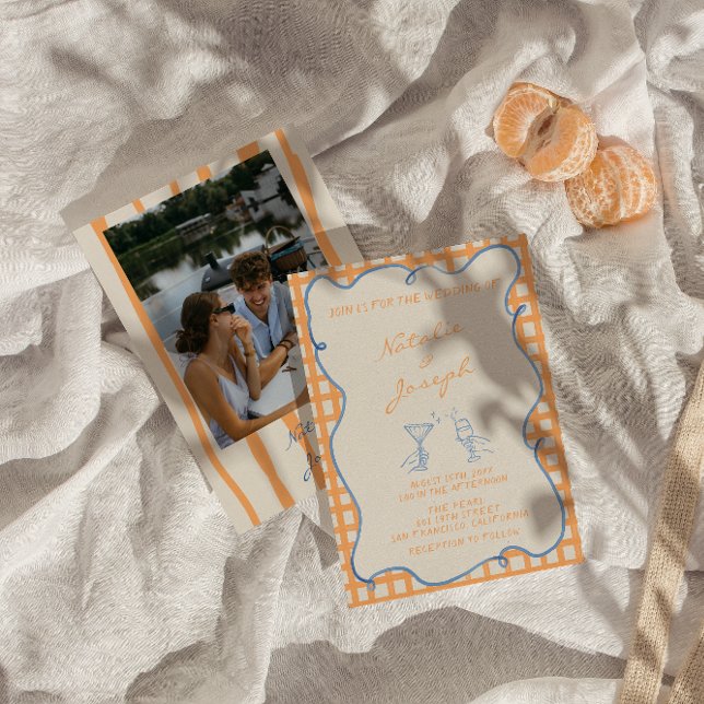 Hand Painted Whimsical Colorful Photo Wedding Invitation (Creator Uploaded)