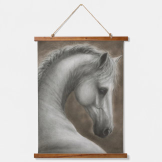 Hand Painted White Horse Art Hanging Tapestry