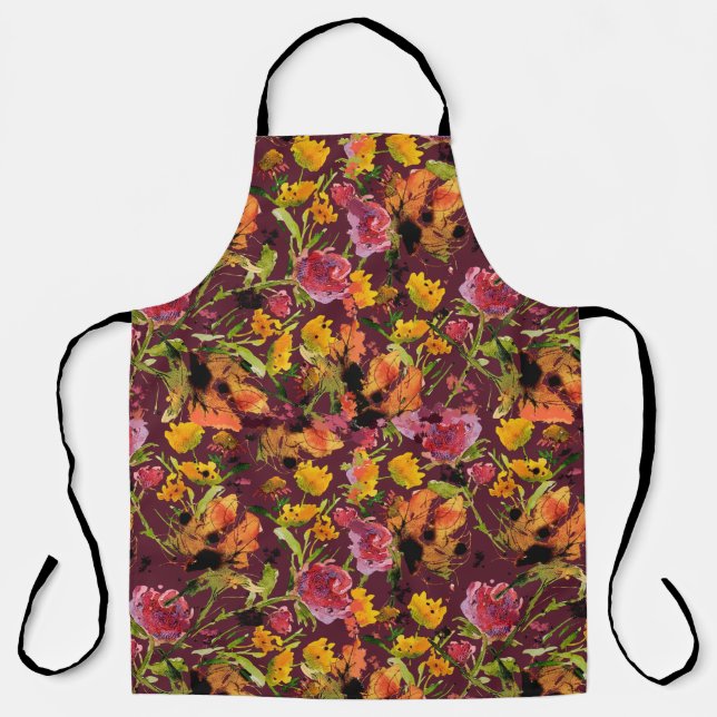 Hand-Painted with Inks All-Over Print Apron (Front)