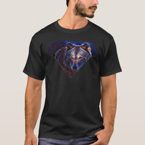 Hand Painted Wolf Spirit Animal Diamond Tee