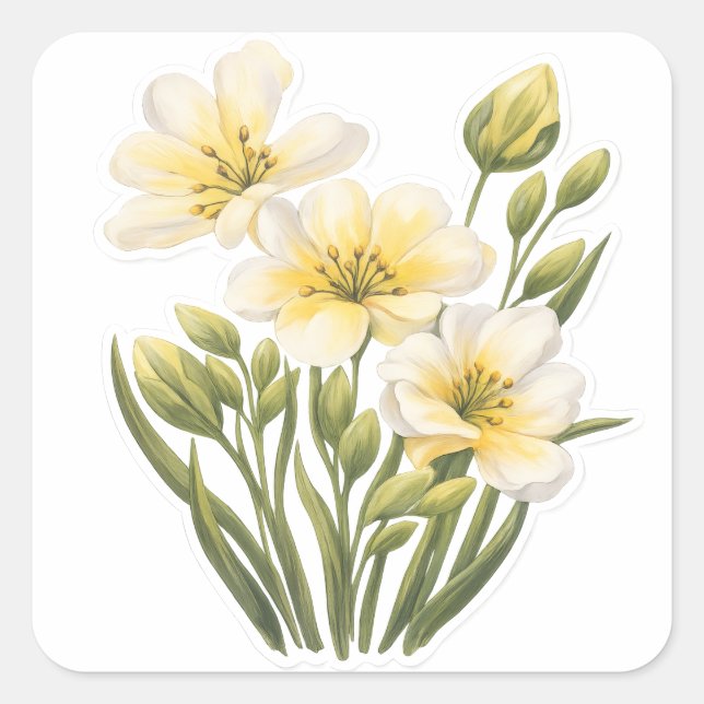 Hand Painted Yellow Flowers Sticker (Front)