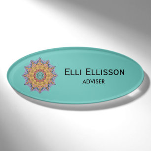 Hand Painting Mandala Clock Face 1 Name Tag