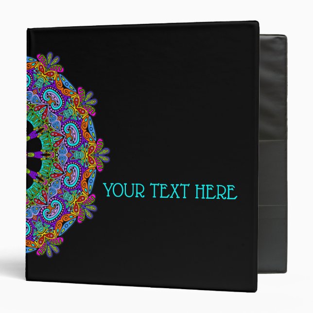 Hand Painting Mandala Clock Face 24 3 Ring Binder (Front/Inside)