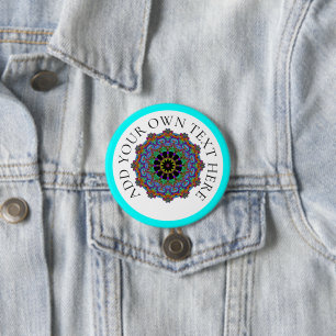 Hand Painting Mandala Clock Face 24 Button