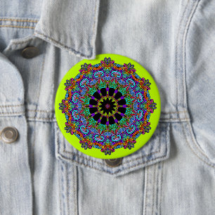 Hand Painting Mandala Clock Face 24 Button