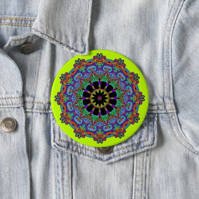 Hand Painting Mandala Clock Face 24 Button (In Situ)