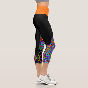Hand Painting Mandala Clock Face 24 Capri Leggings