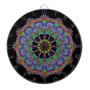 Hand Painting Mandala Clock Face 24 Dart Board