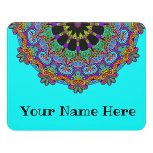 Hand Painting Mandala Clock Face 24 Door Sign