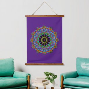 Hand Painting Mandala Clock Face 24 Hanging Tapestry