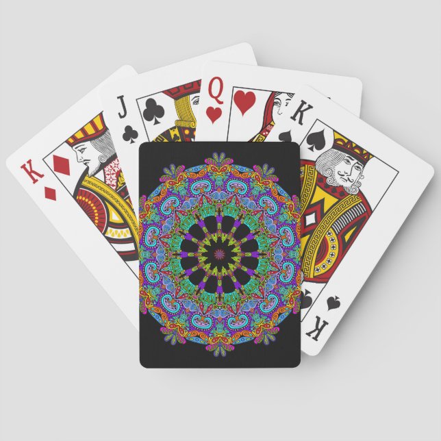 Hand Painting Mandala Clock Face 24 Poker Cards (Back)