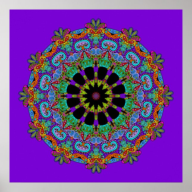Hand Painting Mandala Clock Face 24 Poster (Front)