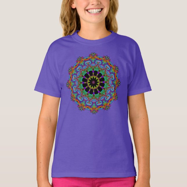 Hand Painting Mandala Clock Face 24 T-Shirt (Front)
