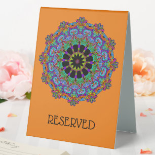 Hand Painting Mandala Clock Face 24 Table Tent