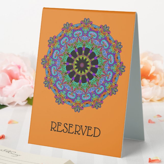 Hand Painting Mandala Clock Face 24 Table Tent (In SItu (Wedding))