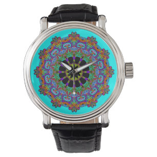 Hand Painting Mandala Clock Face 24 Watch