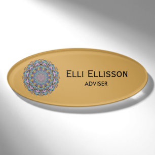 Hand Painting Mandala Clock Face 3 Name Tag