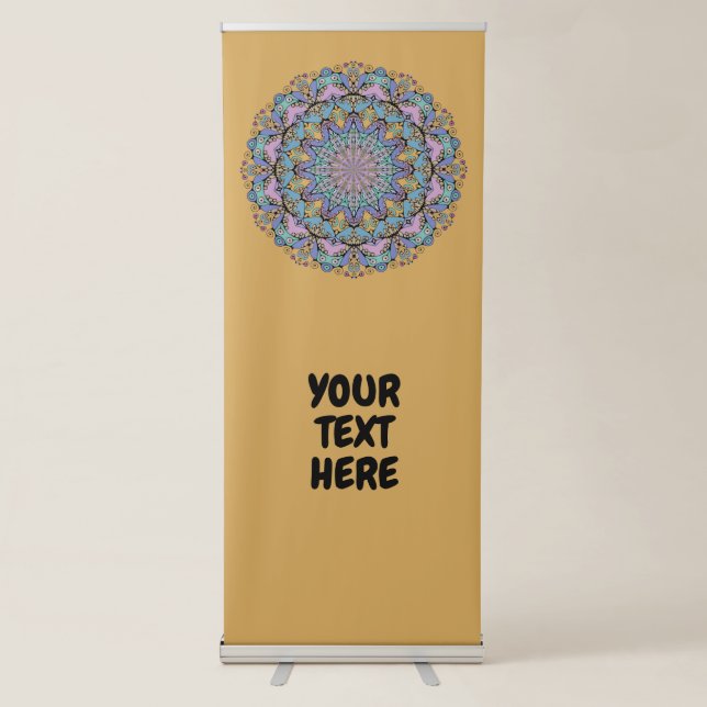 Hand Painting Mandala Clock Face 3 Retractable Banner (Front)