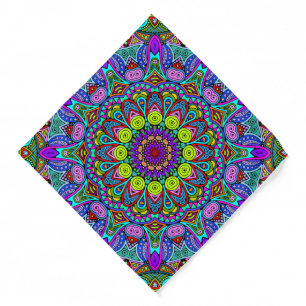 Hand Painting Mandala Clock Face 4 Bandana