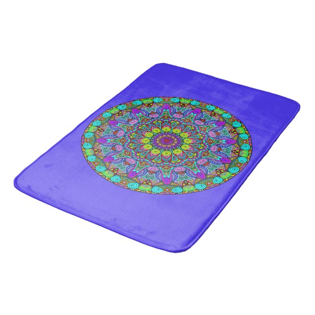 Hand Painting Mandala Clock Face 4 Bath Mat (Angled)