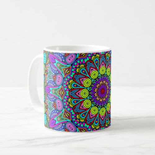 Hand Painting Mandala Clock Face 4 Coffee Mug