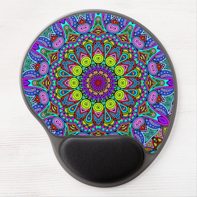 Hand Painting Mandala Clock Face 4 Gel Mouse Pad (Front)